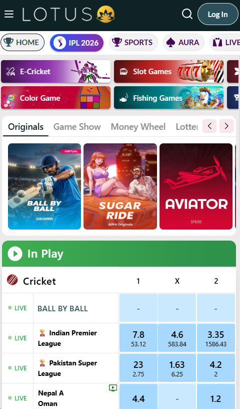 Lotus365 player dashboard view